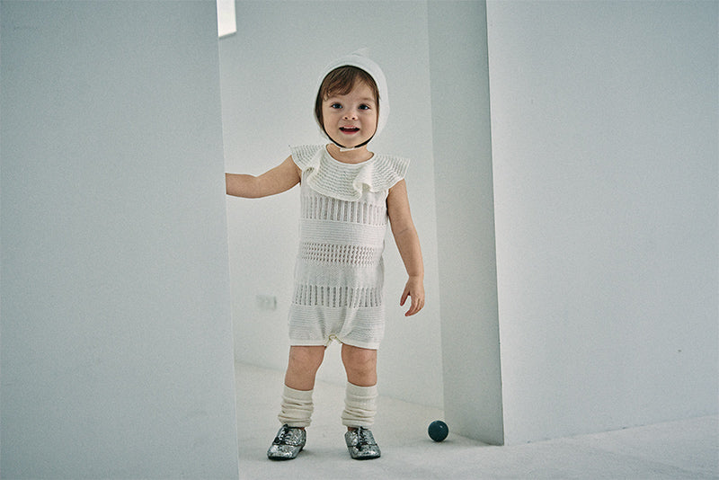 knit frill rompers shiro 70-80cm