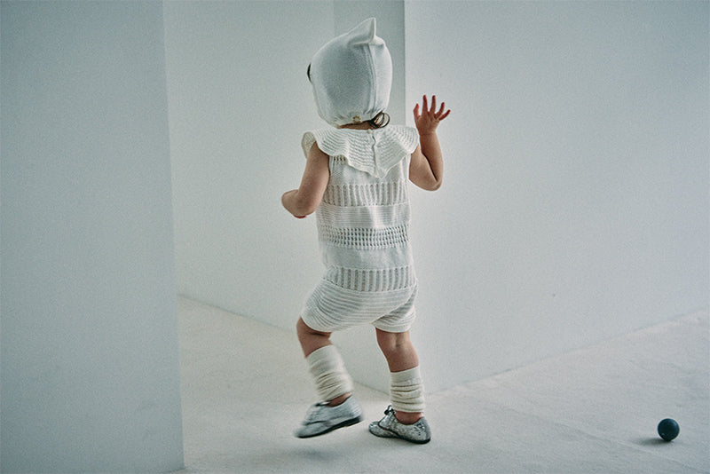 knit frill rompers shiro 70-80cm