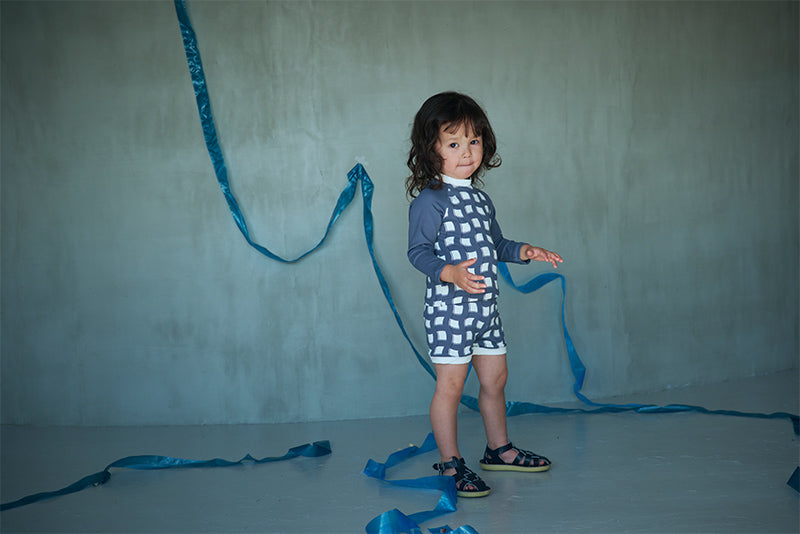 swimwear grid wave navy