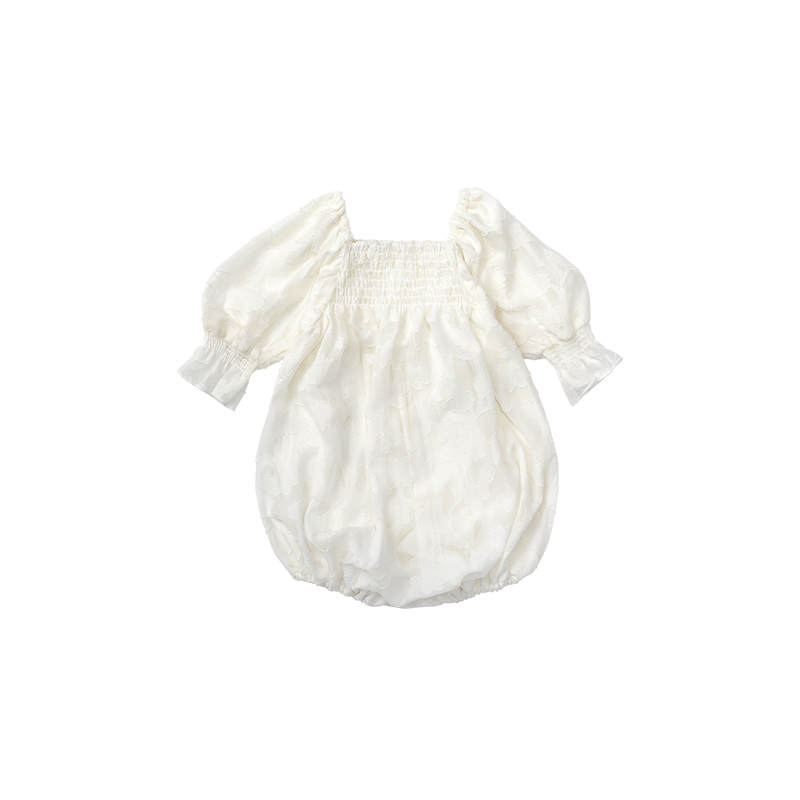 pompadour rompers 4 leaf white
