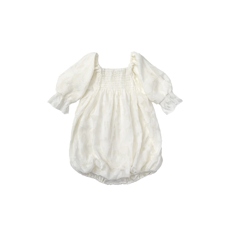 pompadour rompers 4 leaf white