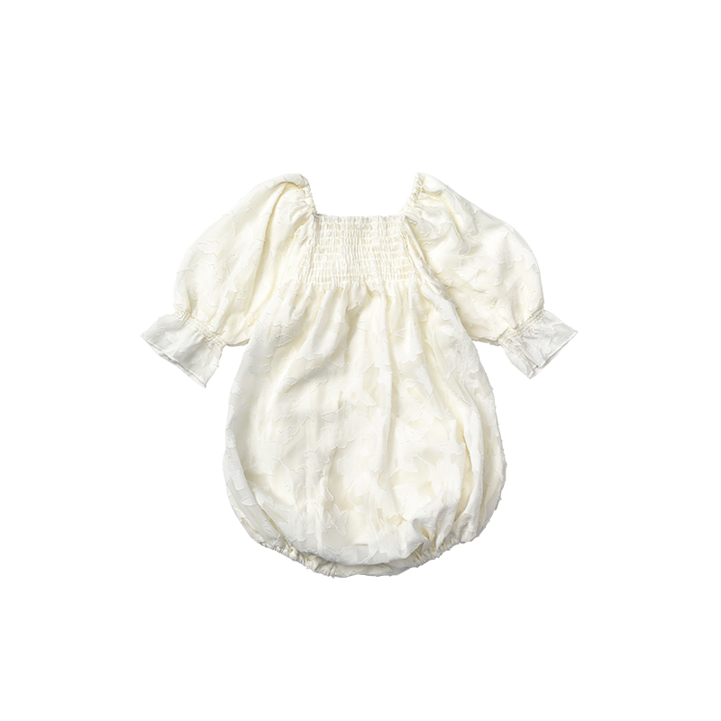 pompadour rompers 4 leaf white