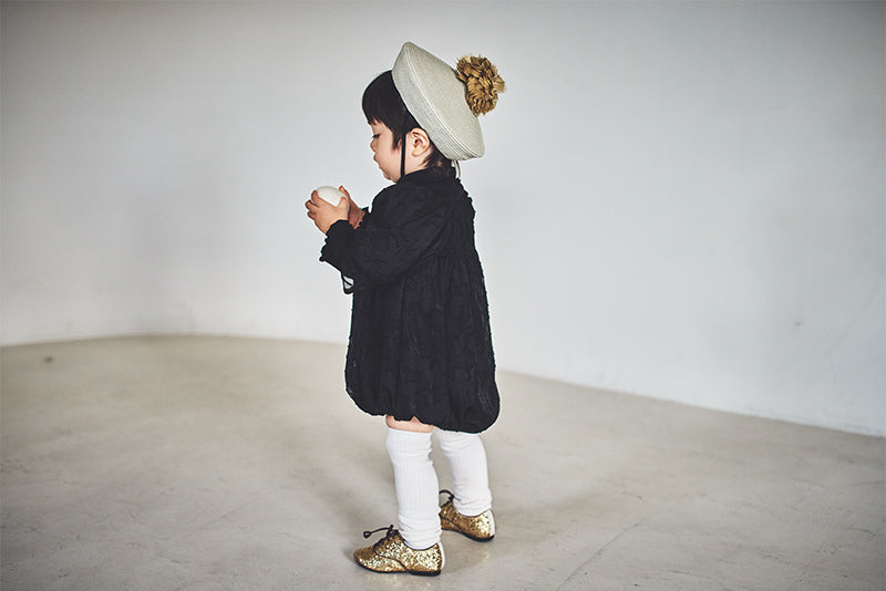 pompadour rompers 5 leaf black
