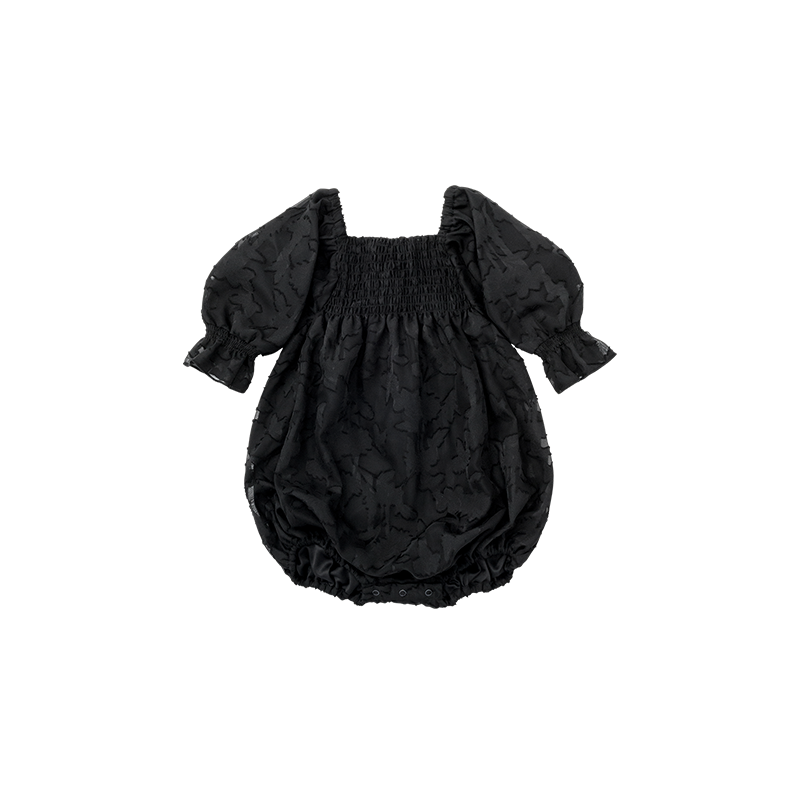 pompadour rompers 5 leaf black