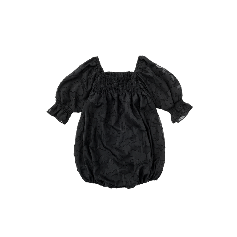 pompadour rompers 5 leaf black