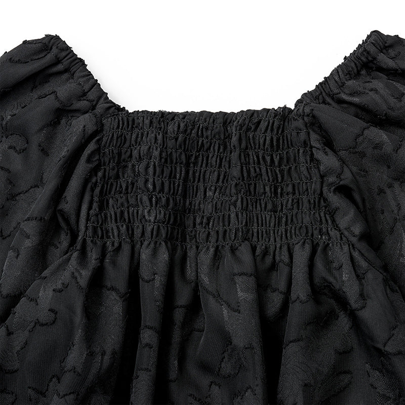 pompadour rompers 5 leaf black
