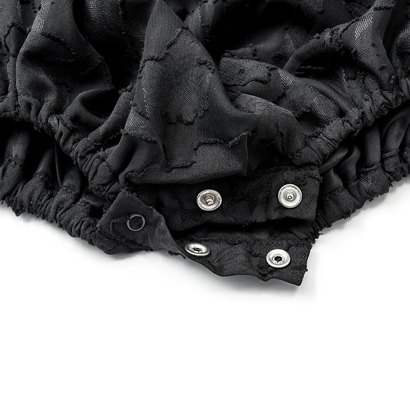 pompadour rompers 5 leaf black