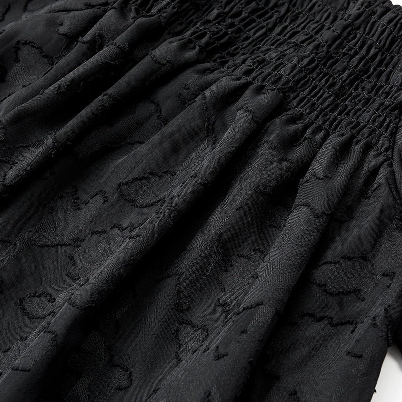 pompadour rompers 5 leaf black