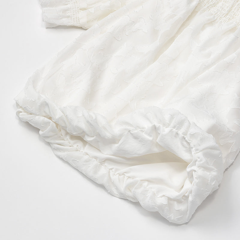pompadour dress 4 leaf white