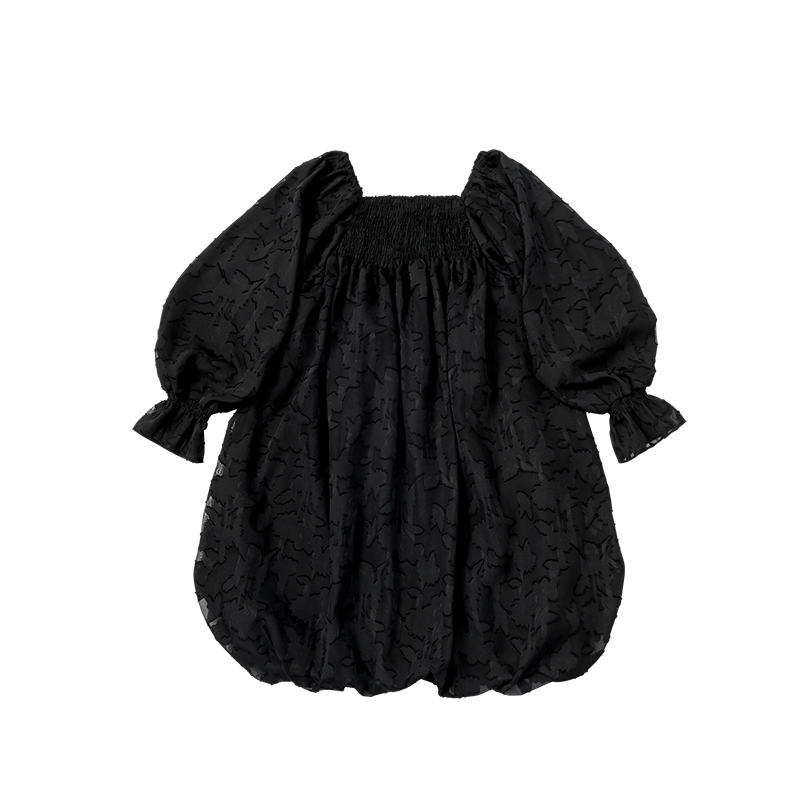 pompadour dress 5 leaf black