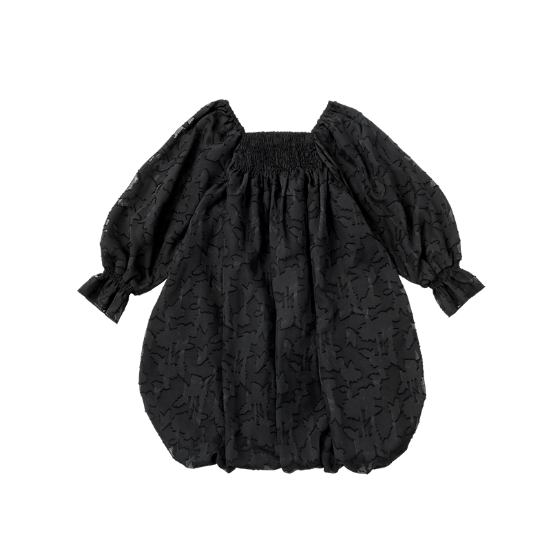 pompadour dress 5 leaf black