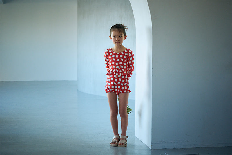 swimwear grid wave red