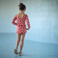 swimwear grid wave red