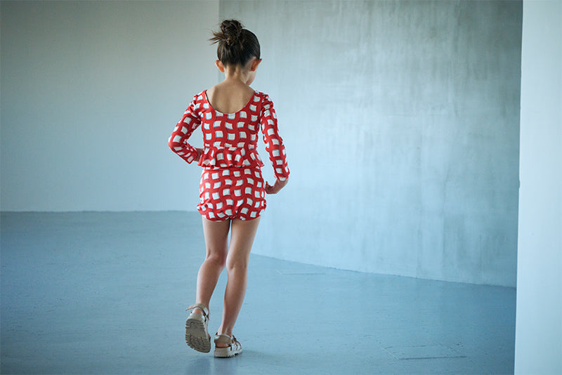 swimwear grid wave red