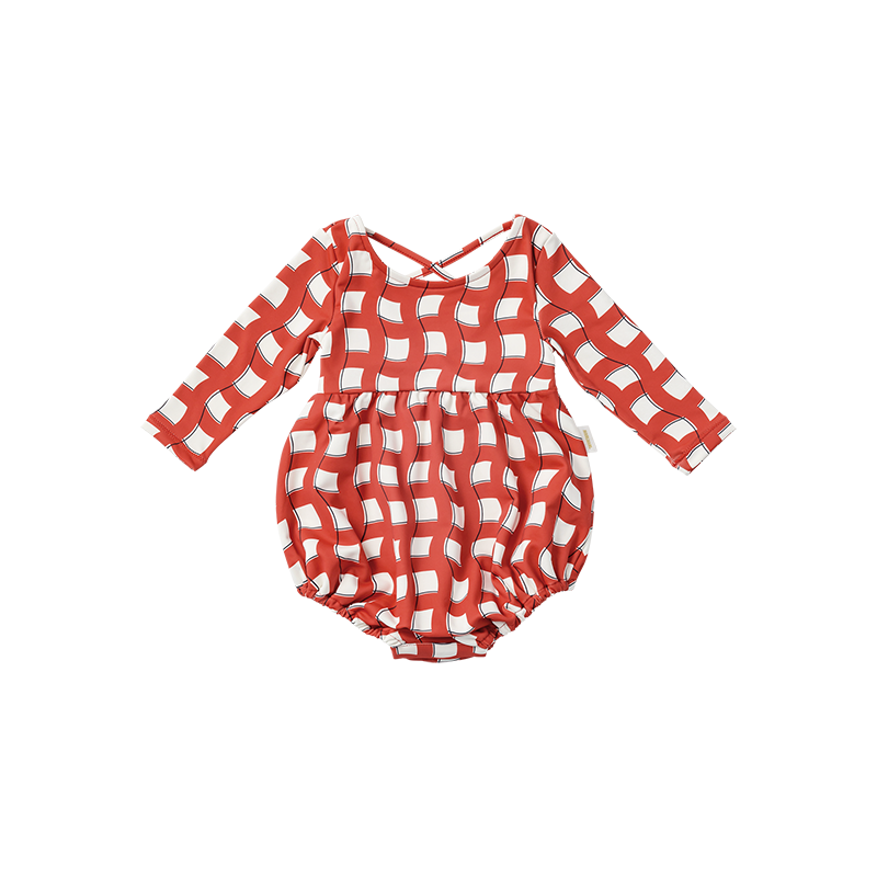 swimwear grid wave red