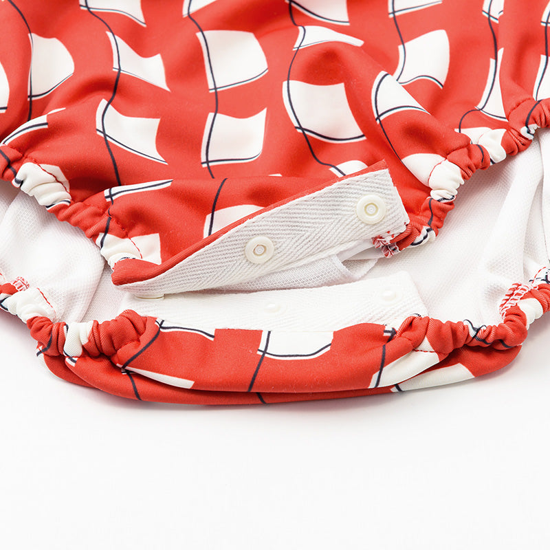 swimwear grid wave red