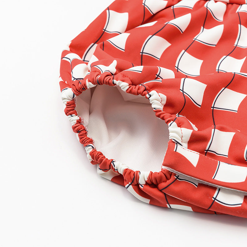 swimwear grid wave red