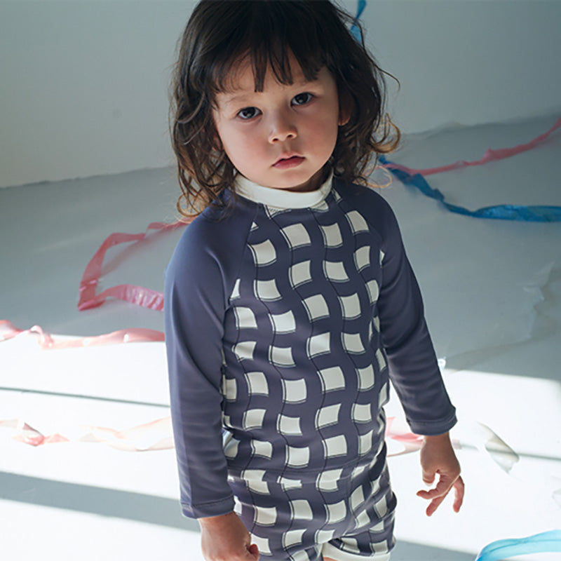 swimwear grid wave navy