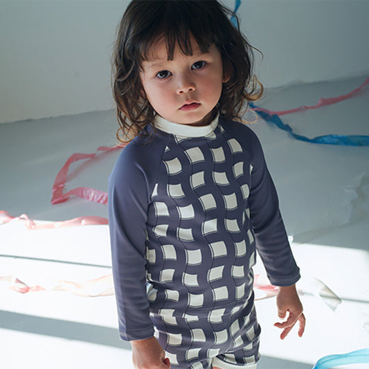 swimwear grid wave navy