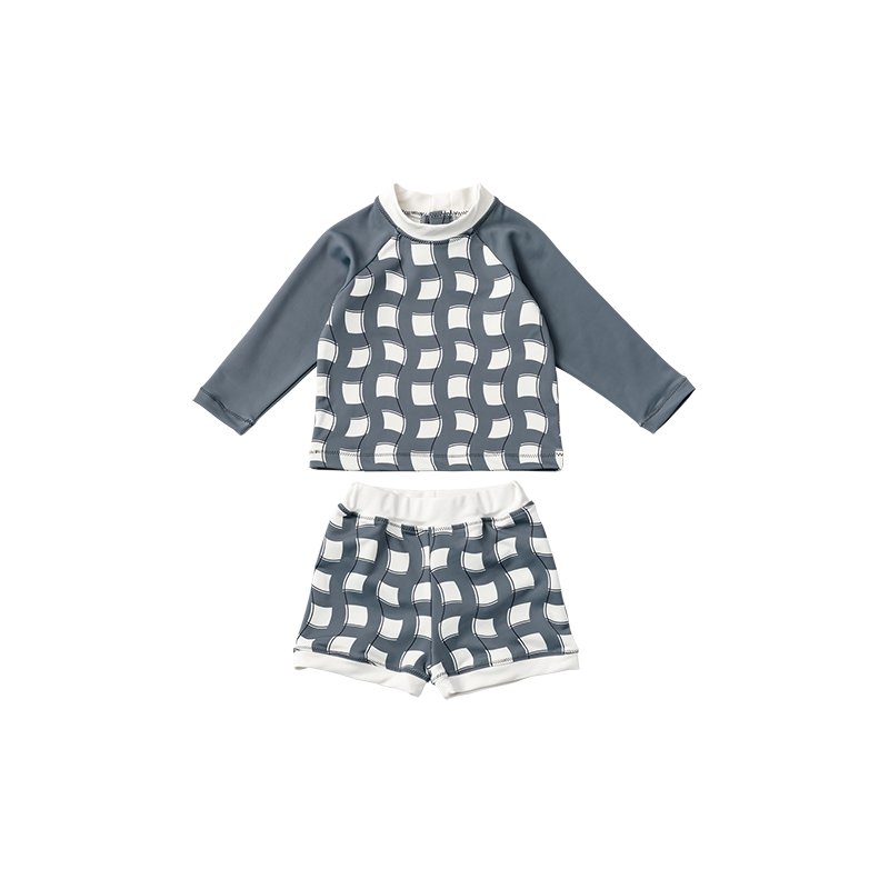 swimwear grid wave navy
