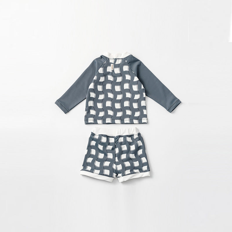 swimwear grid wave navy
