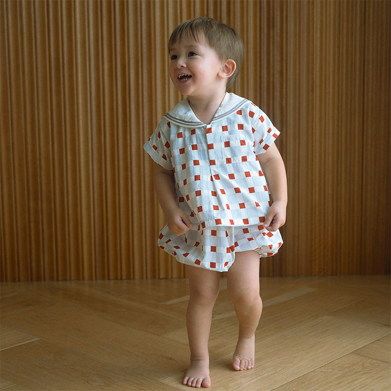 paddle rompers block blue