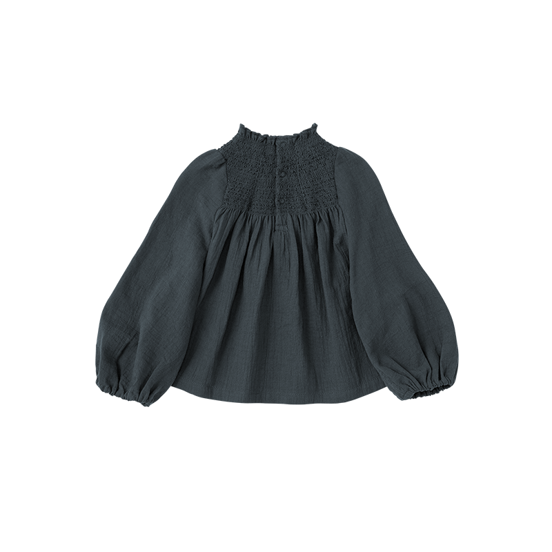blouses 3 shirring navy