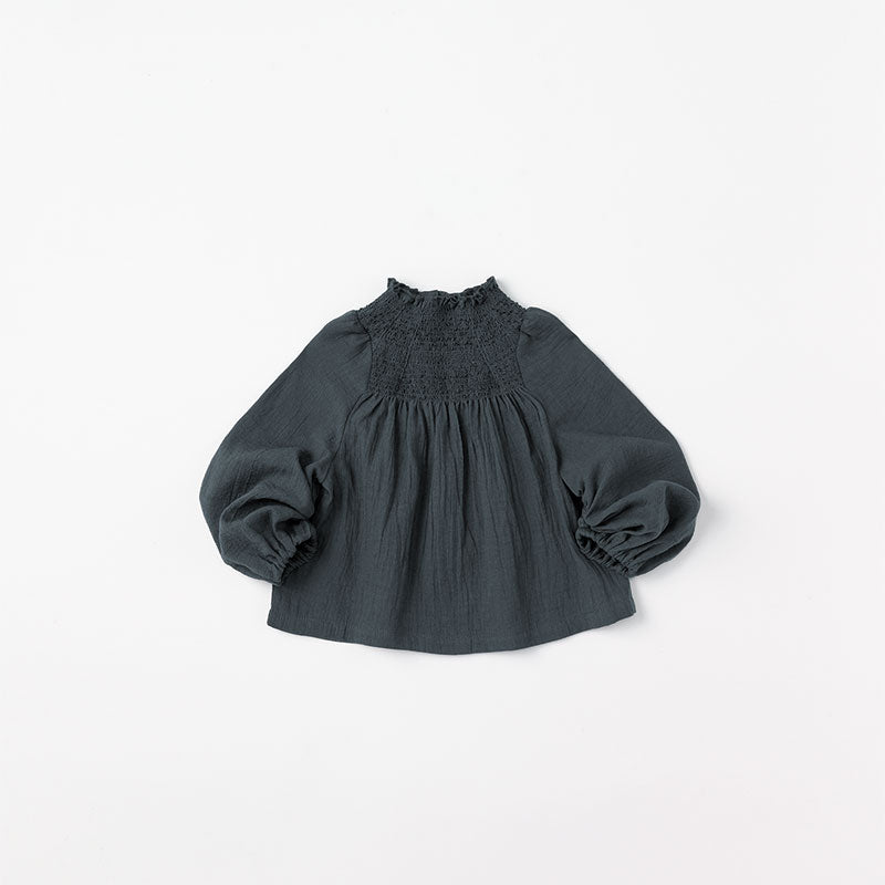 blouses 3 shirring navy